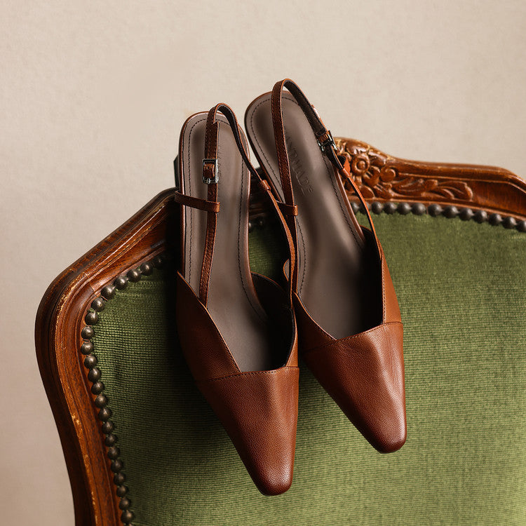 Serelle Leather Slingback Heels