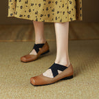 Calira Square Toe Leather Ballets
