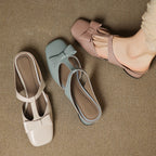 Meyra Bow Lambskin Leather Mules