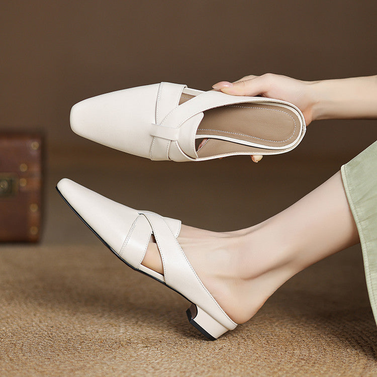 Virelle Cross Leather Mules