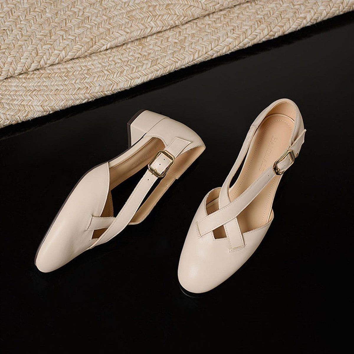 Maelis Crossstrap Leather Heels