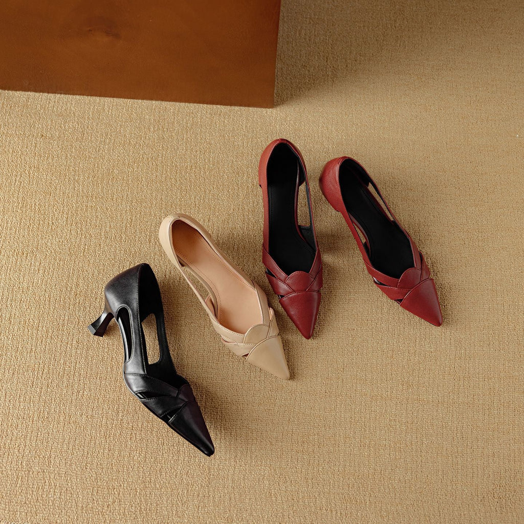 Aveline Cutout Leather Pumps