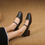 Cirelle Strap Leather Mary-Jane Heels