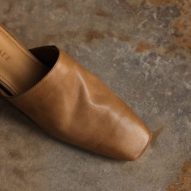 Elise Square-Toe Leather Mules