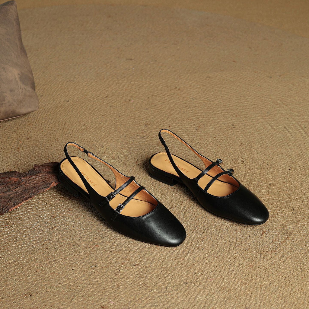 Norvie Leather Slingback Mary Jane Flats