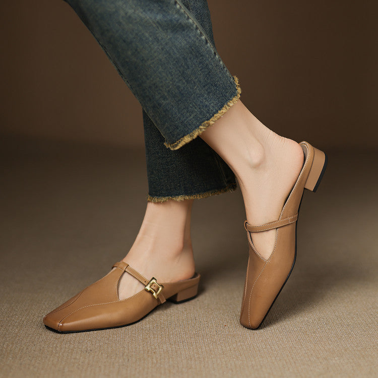 Luna Sculpt Leather Mules