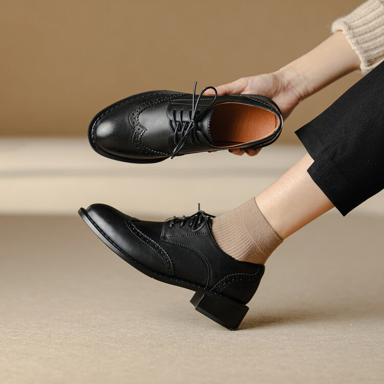 Orvain Brogue Leather Oxfords