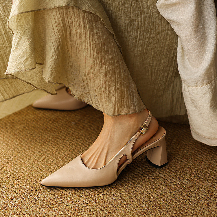 Cielle Leather Slingback Heels