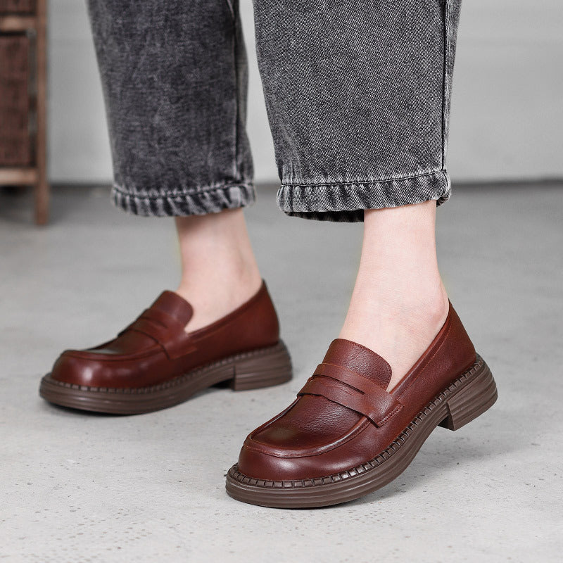 Demeris Leather Round-Toe Loafers