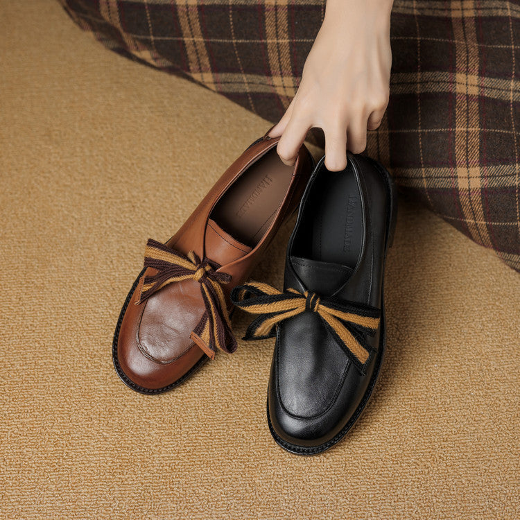 Caelen Bow Leather Loafers