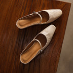 Sera Square-Toe Leather Mules