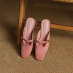 Nyra T-Strap Leather Mules