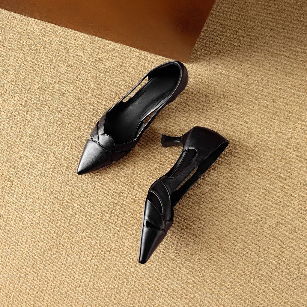 Aveline Cutout Leather Pumps