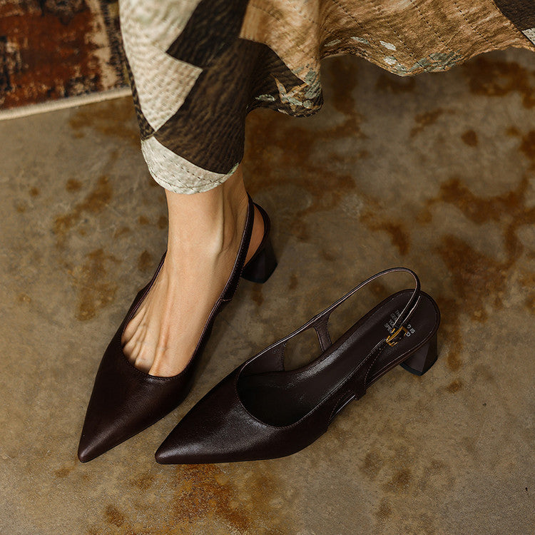 Cielle Leather Slingback Heels