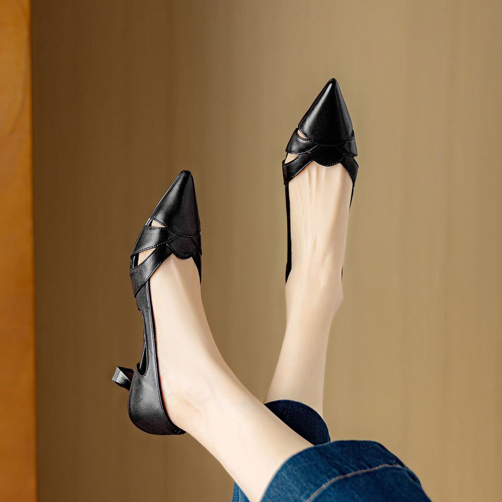 Aveline Cutout Leather Pumps