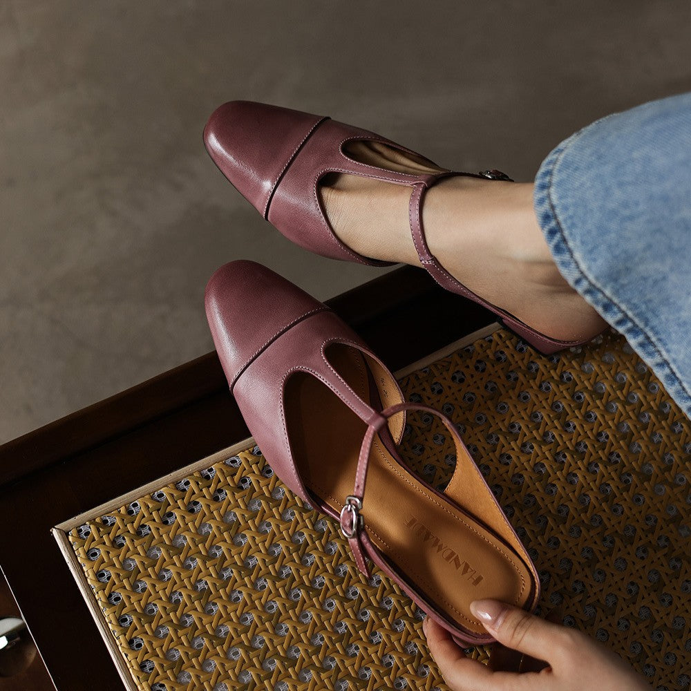 Rovell T-Bar Leather Mules