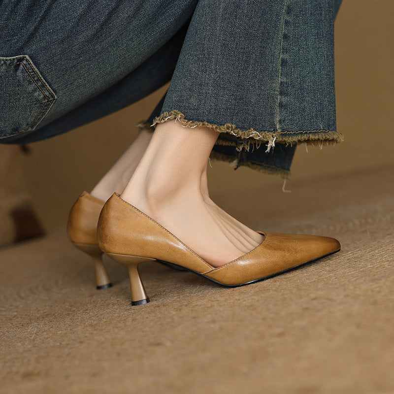 Loréne Curve Leather Heels