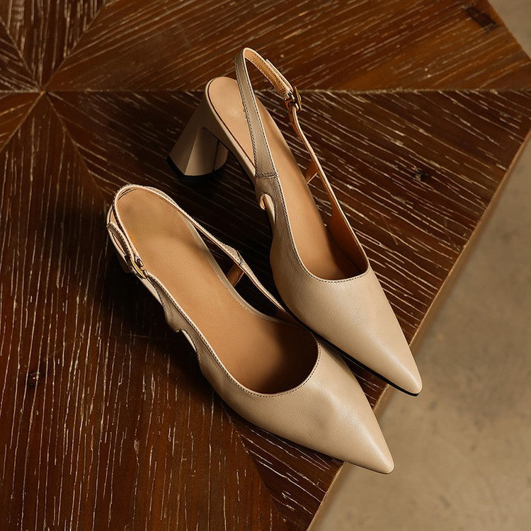 Cielle Leather Slingback Heels