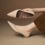 Orlisse Leather Kitten Heel Pumps