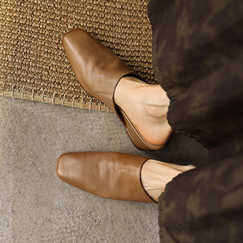 Elise Square-Toe Leather Mules