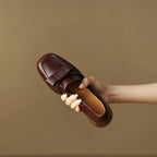 Velmora Bow Leather Loafer Pumps