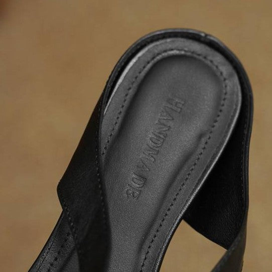 Elira Cross-Strap Leather Mules