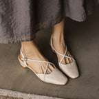 Rianne Cross-Strap Leather Slingback Heels
