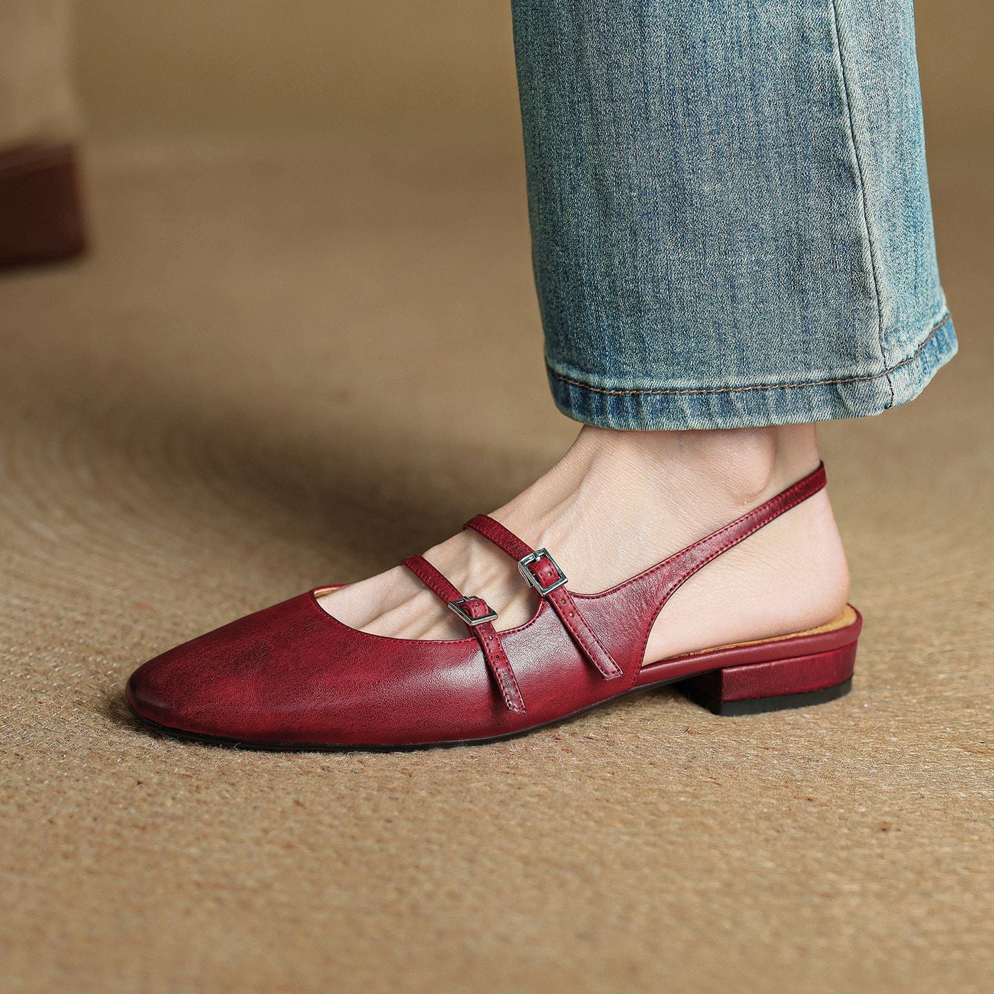 Norvie Leather Slingback Mary Jane Flats