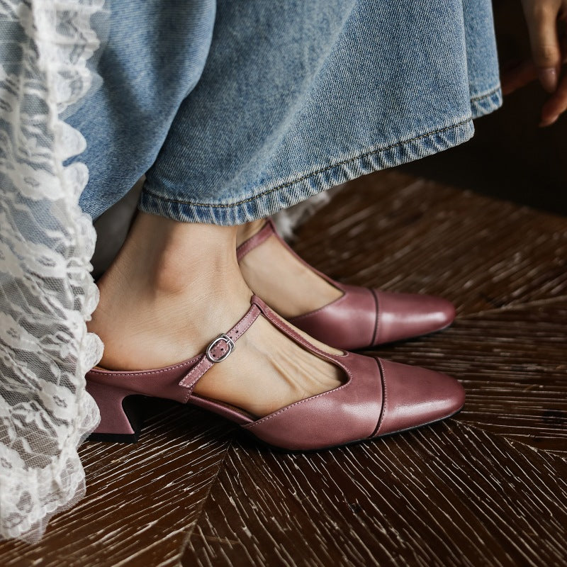 Rovell T-Bar Leather Mules
