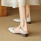 Elara Woven Leather Mary-Janes