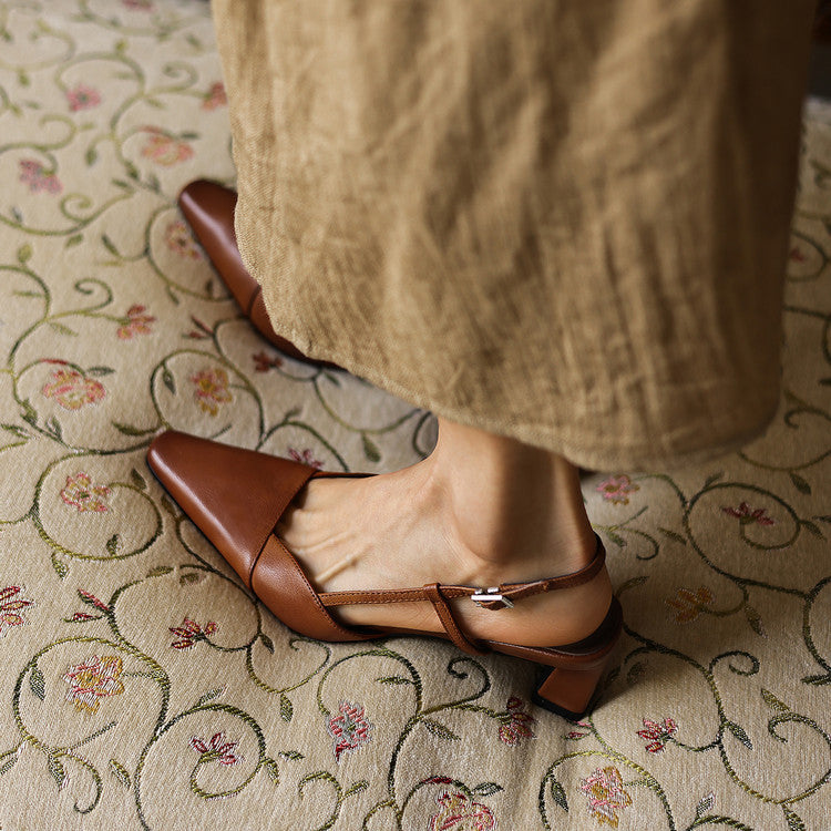 Serelle Leather Slingback Heels