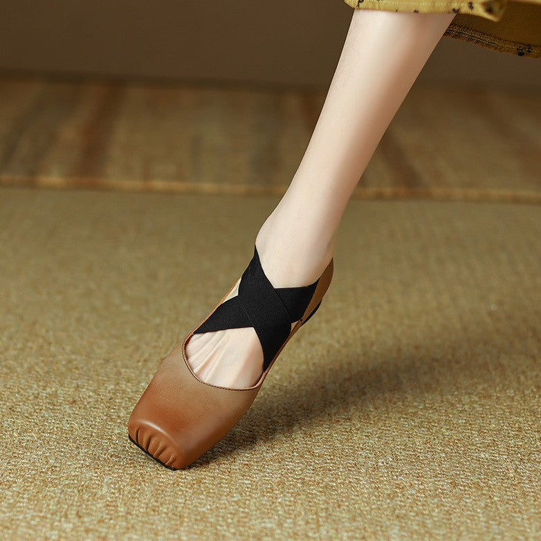 Calira Square Toe Leather Ballets