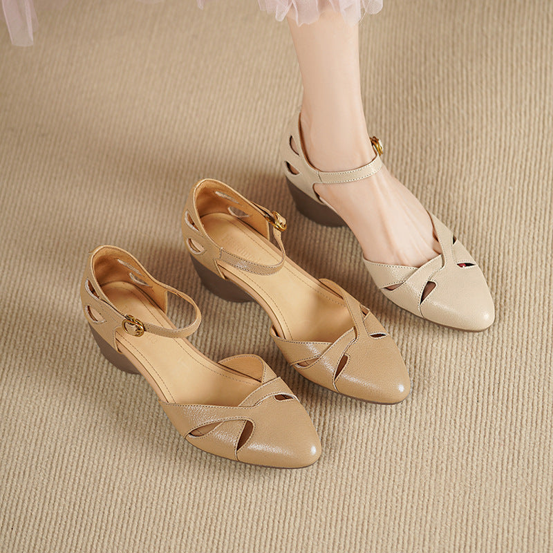 Caelin Lambskin Leather Heels