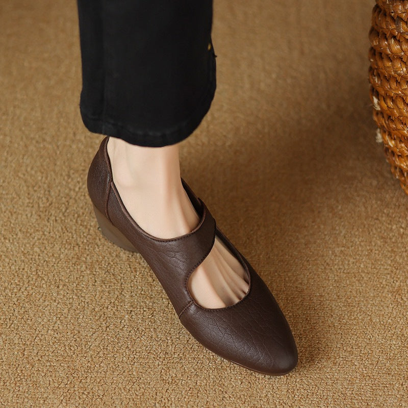 Caresa Leather Mary-Jane Heels