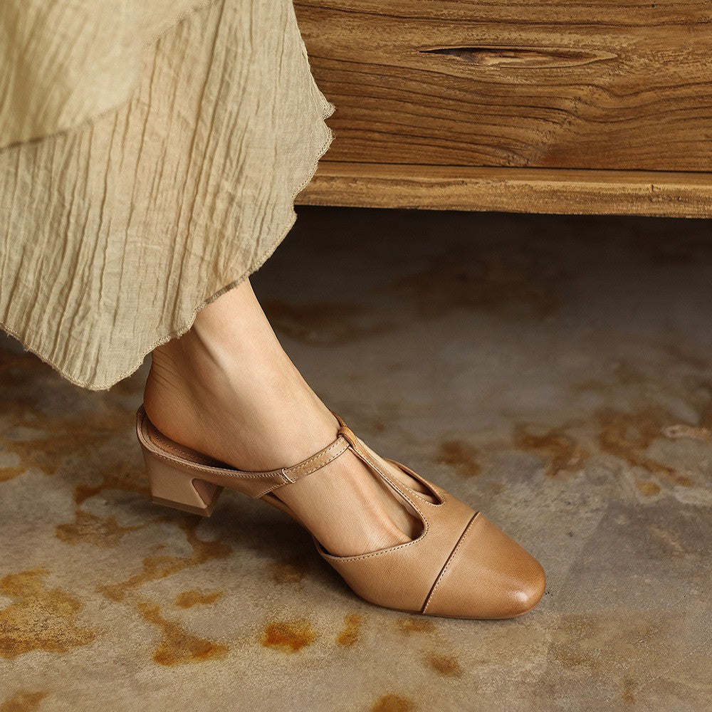 Rovell T-Bar Leather Mules