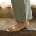 Noa Square-Toe Leather Mules