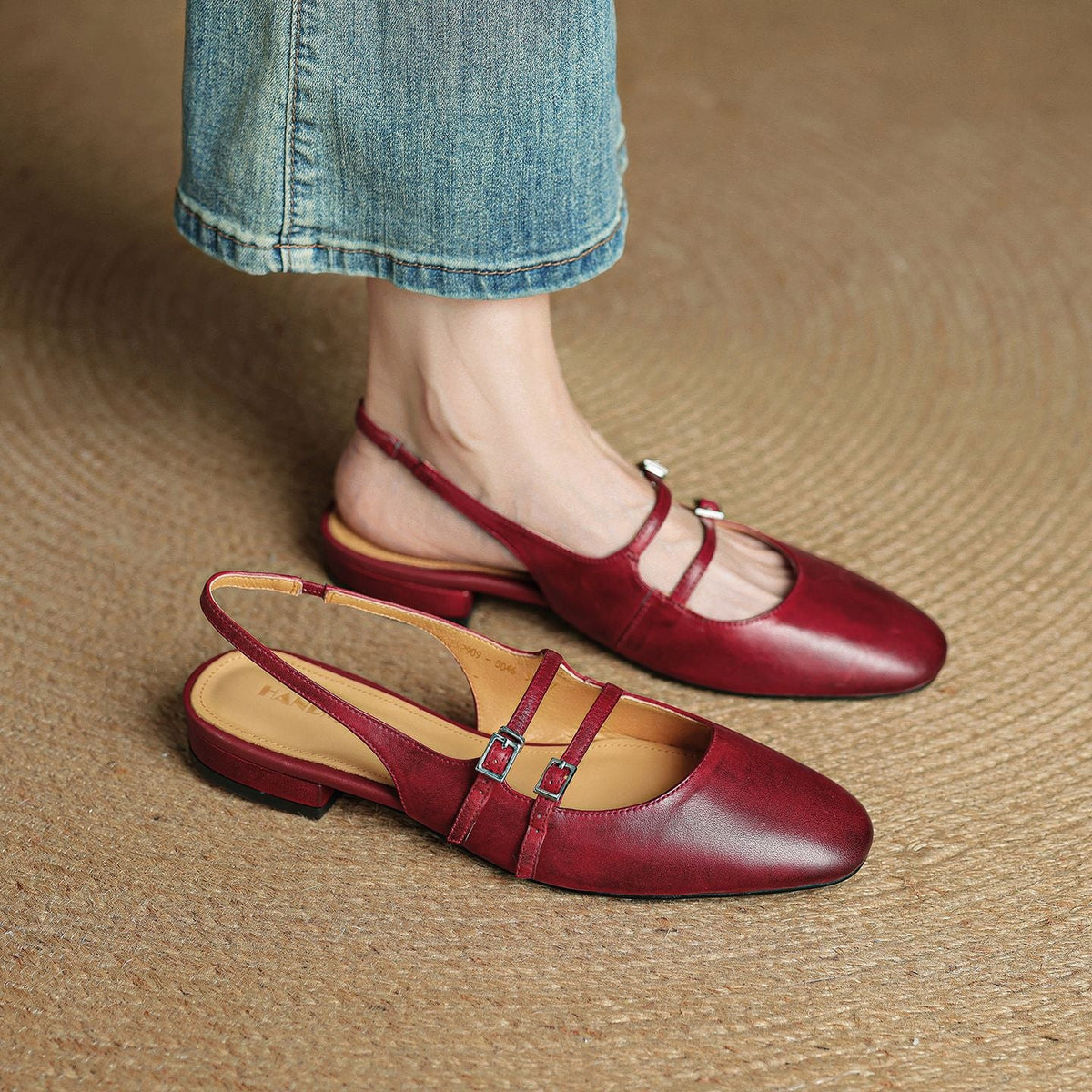 Norvie Leather Slingback Mary Jane Flats