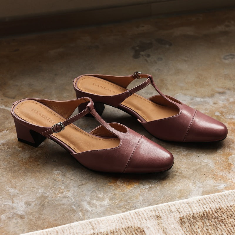 Rovell T-Bar Leather Mules