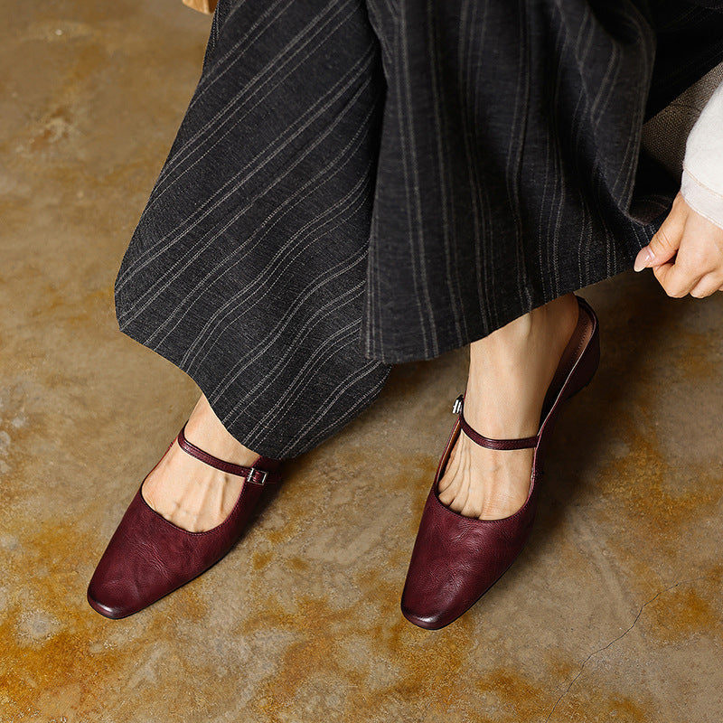 Sera Square-Toe Leather Mules