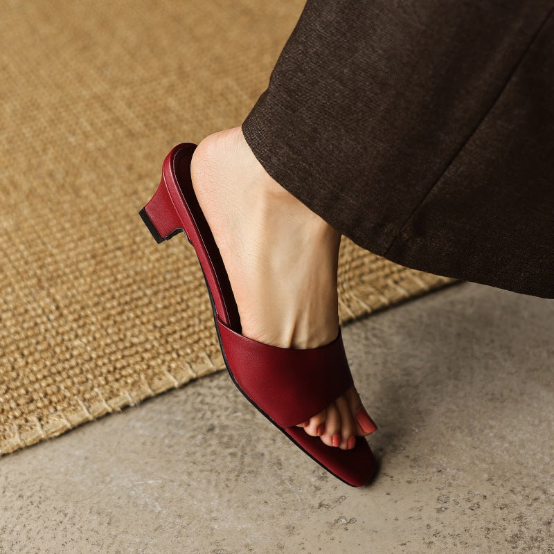 Noa Square-Toe Leather Mules