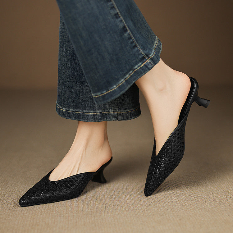 Velisse Woven Leather Heel Mules
