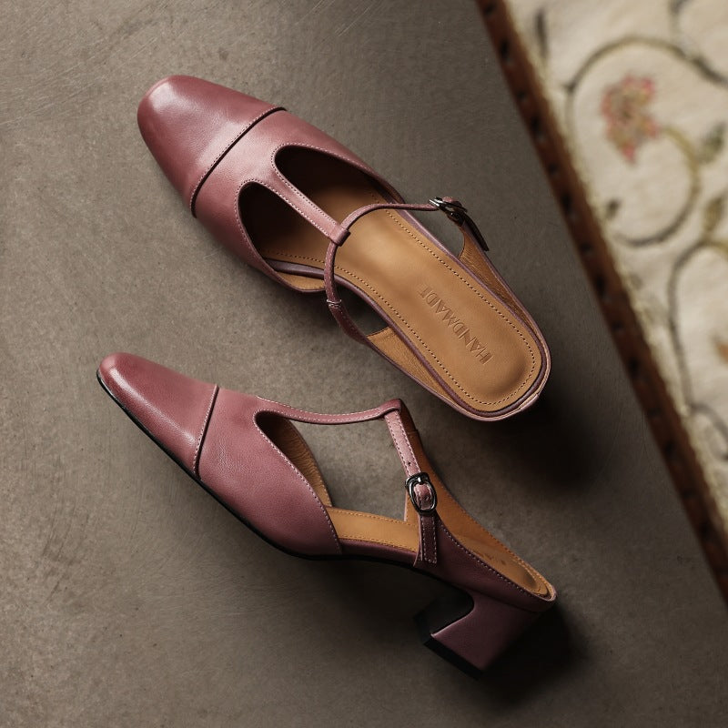 Rovell T-Bar Leather Mules