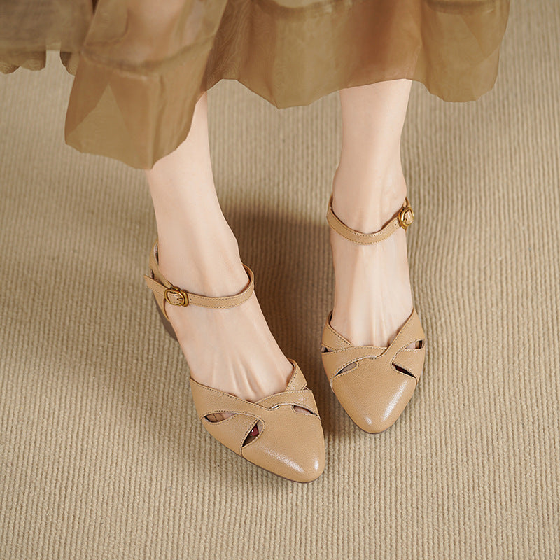Caelin Lambskin Leather Heels