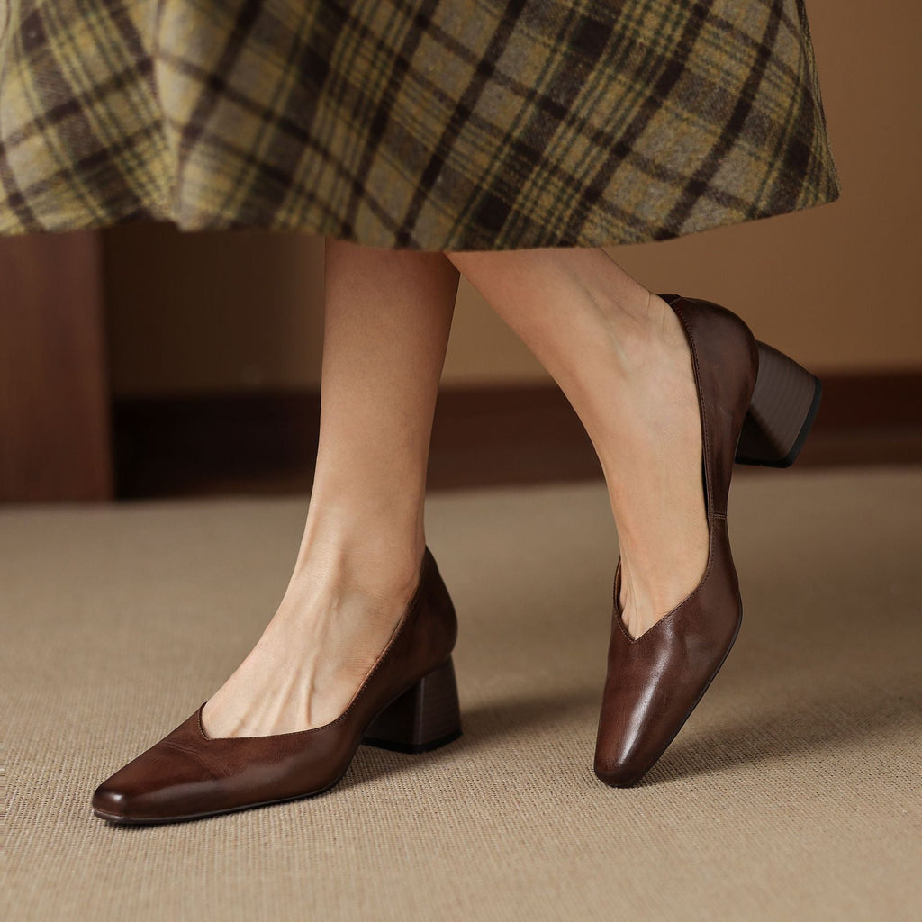 Caldré Leather Square Pumps