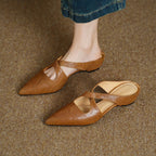 Elira Cross-Strap Leather Mules