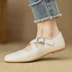 Morven Cross-Strap Leather Flats