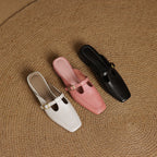 Nyra T-Strap Leather Mules