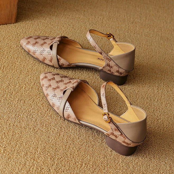 Elara Woven Leather Mary-Janes