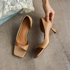 Élan Square-Toe Leather Heeled Sandals