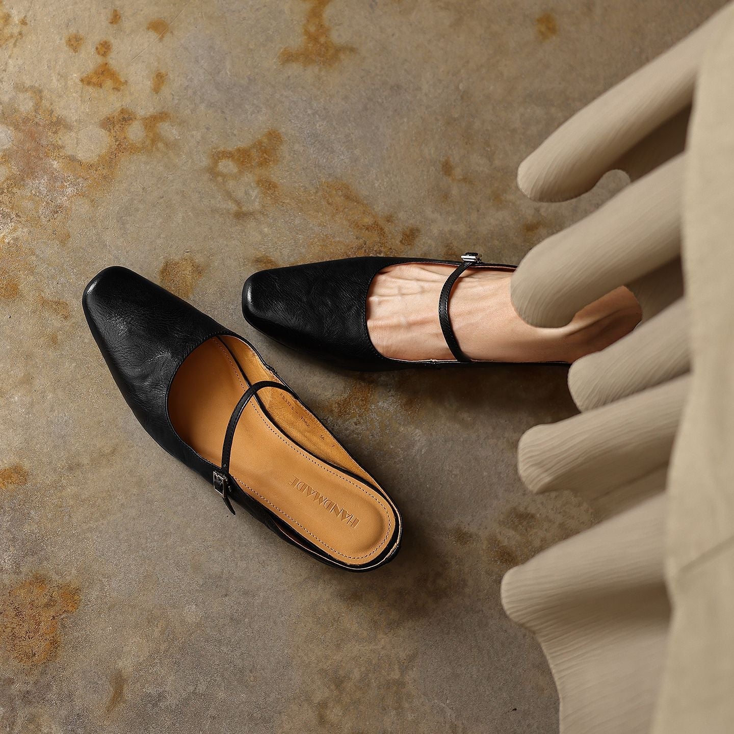 Sera Square-Toe Leather Mules